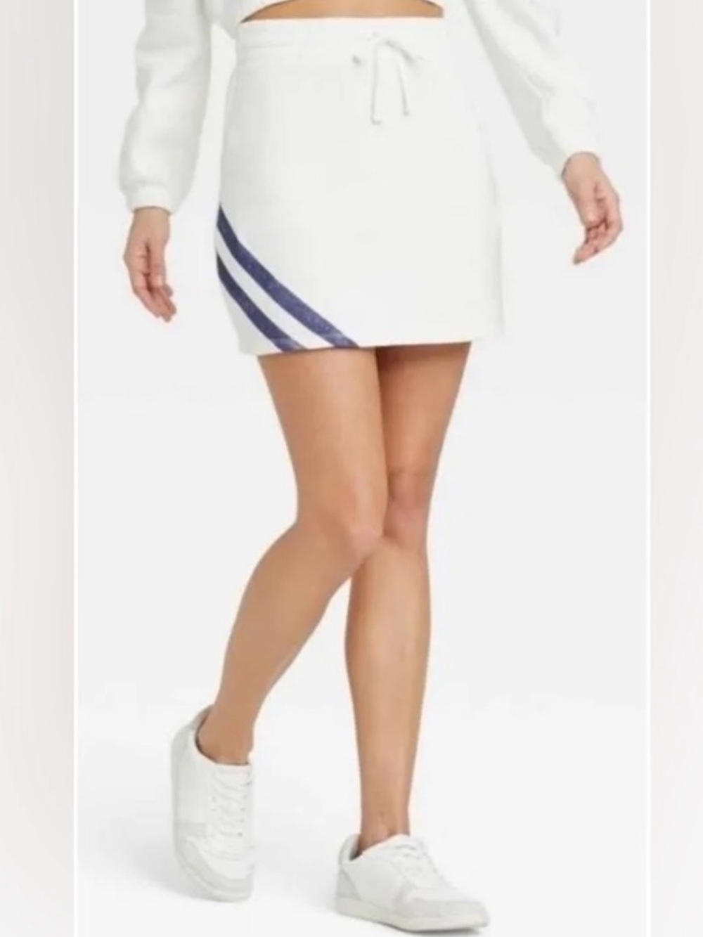 NWT Grayson Threads White Mini Skirt with Blue Stripes